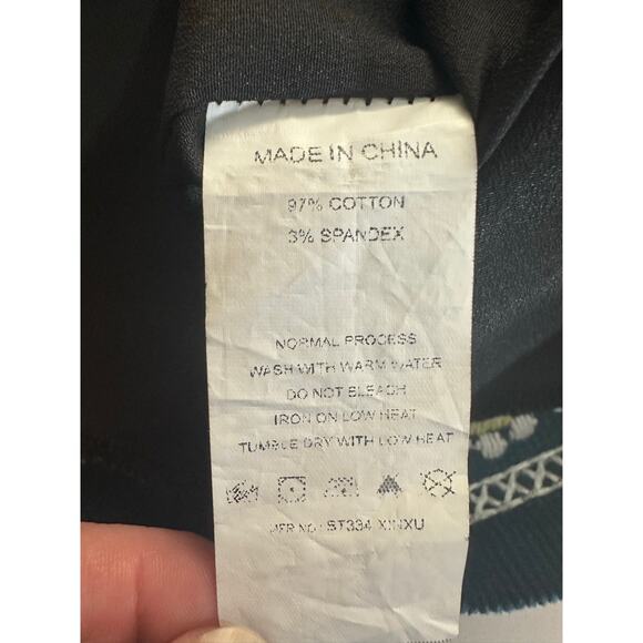 Simplee Sz M Dark Green Corduroy‎ Floral Embroidered Mini Skirt Bohemian Artsy - Picture 5 of 10